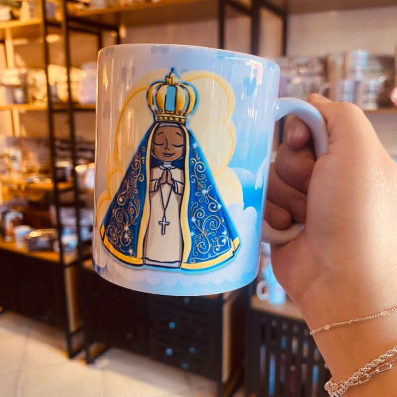 Caneca Porcelana Nsra Aparecida rogai por nós!