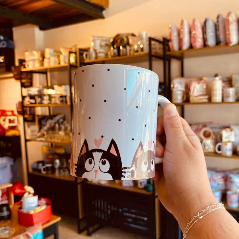 Caneca Porcelana Gatinhos Poá