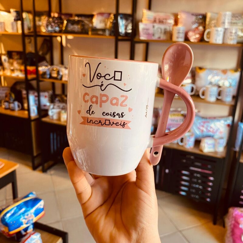 Caneca com Colher Você é Capaz de Coisas Incríveis!