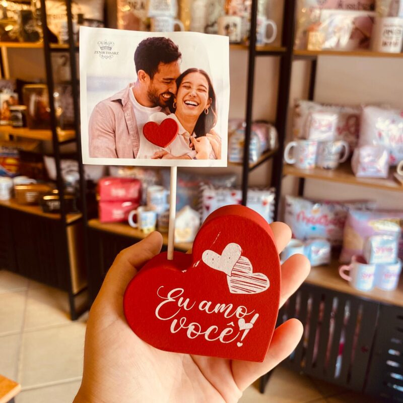 P20973 - PLACA DE MESA COM PORTA RECADO EU AMO VOCÊ