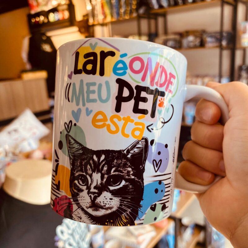 Caneca Porcelana Lar é onde meu pet está (gato)