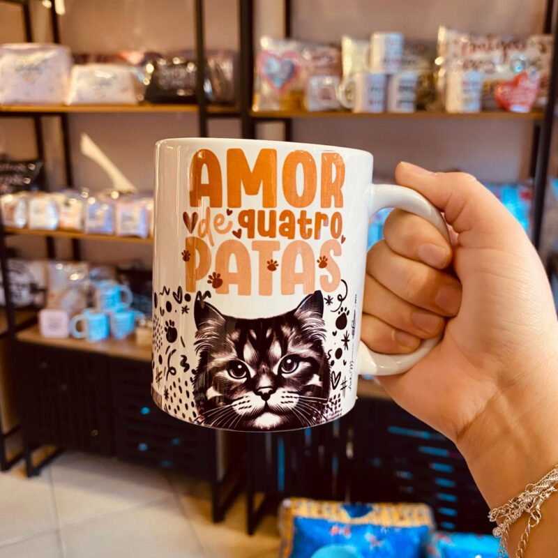 Caneca Porcelana Amor de quatro patas - gato