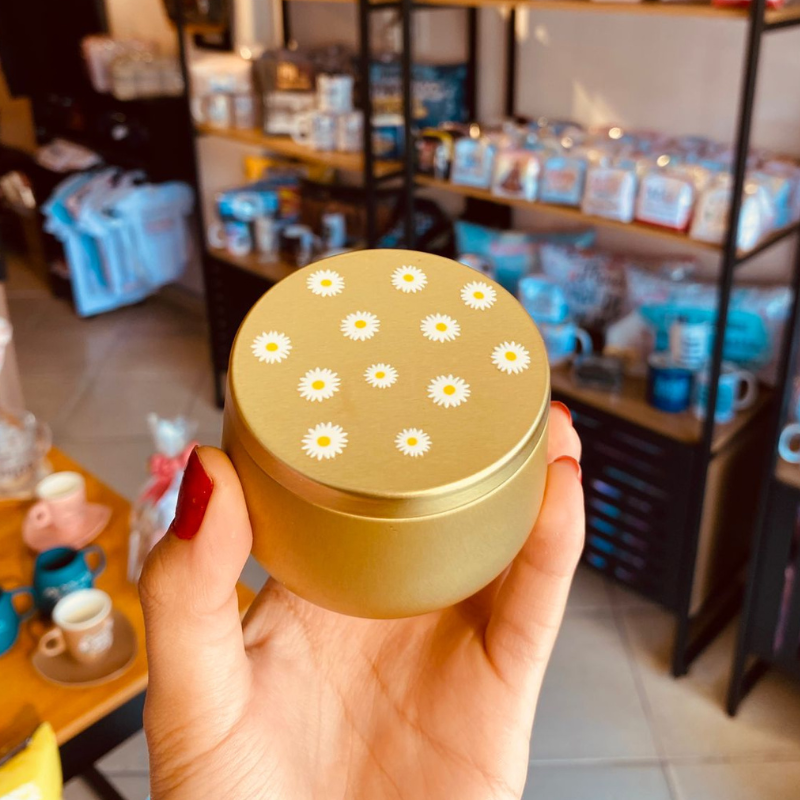 Vela Aromática: Pote Metal Dourado -120ml