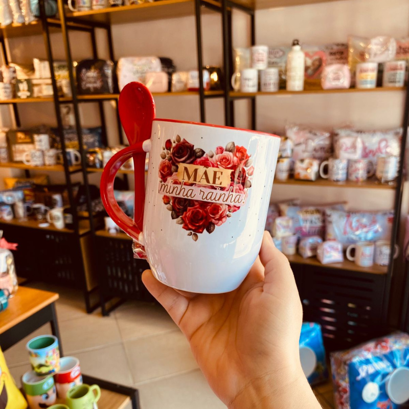Caneca com Colher: Mãe minha Rainha!