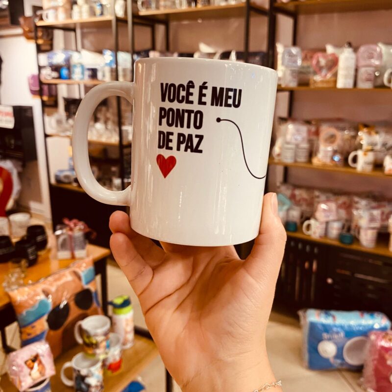 Caneca Porcelana Você é meu ponto de paz e meu caos preferido também!