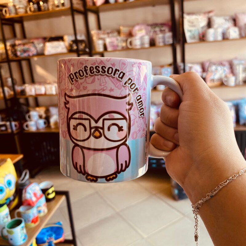 Caneca Porcelana Professora por Amor (coruja)