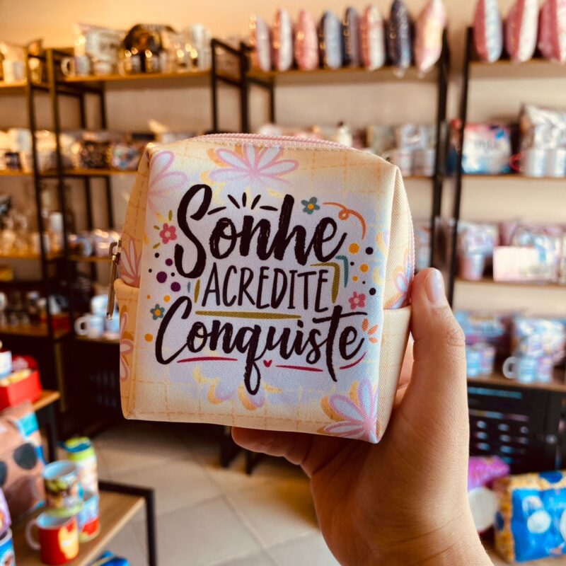 Mini Necessaire Trapézio Sonhe, acredite, conquiste!