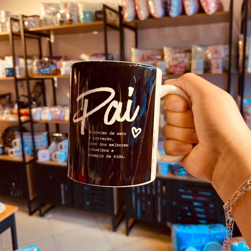 Caneca Porcelana Pai sinônimo de amor e proteção,dono dos melhores conselhos ...