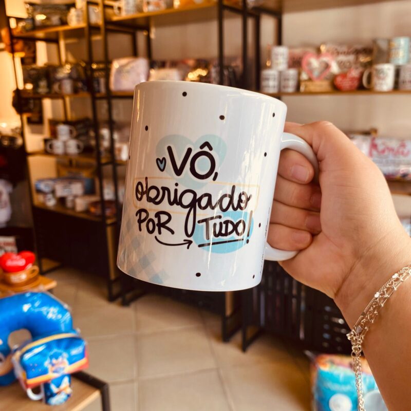 Caneca Porcelana Vovô obrigado por tudo-Vovô você é demais!