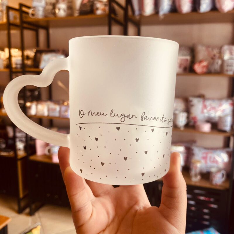 Caneca Vidro O meu lugar favorito sempre será ao seu lado!