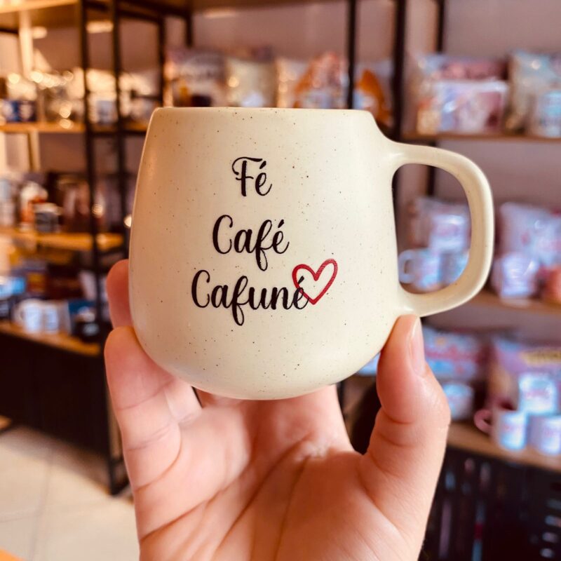 Caneca Cerâmica Fé,Café ,Cafuné!