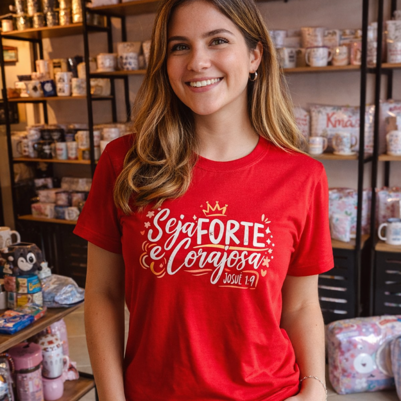 Camiseta "Seja Forte e Corajosa"