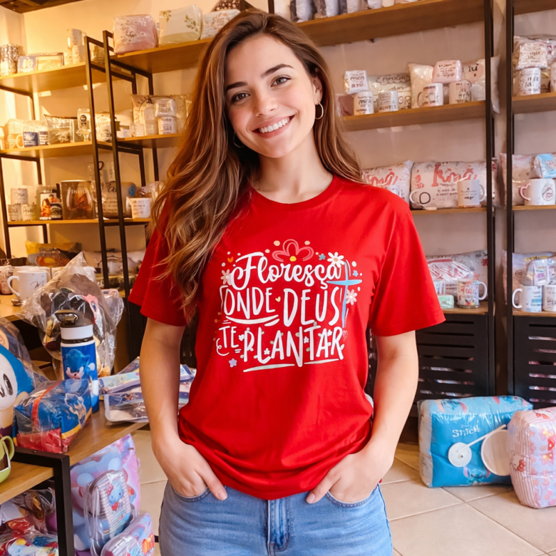Camiseta Floresça onde Deus te plantar!