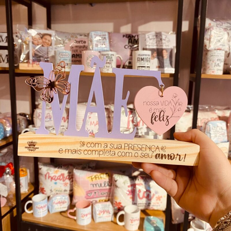 P20816 ENFEITE DE MESA MÃE NOSSA VIDA É MAIS FELIZ...BORBOLETA