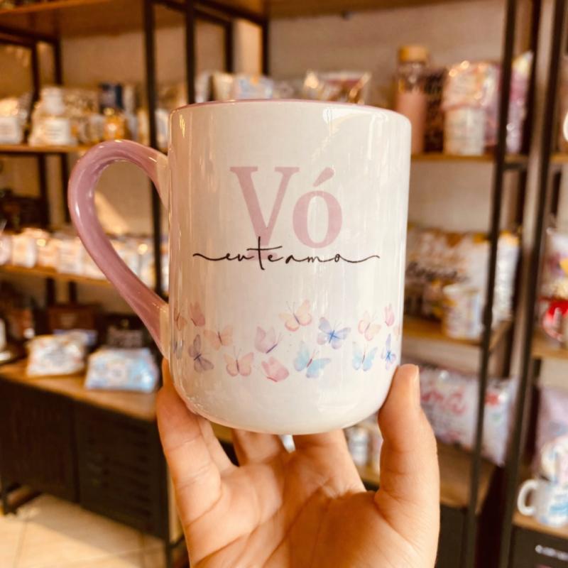Caneca Porcelana Imperial Vó Eu te amo  (Borboletas)