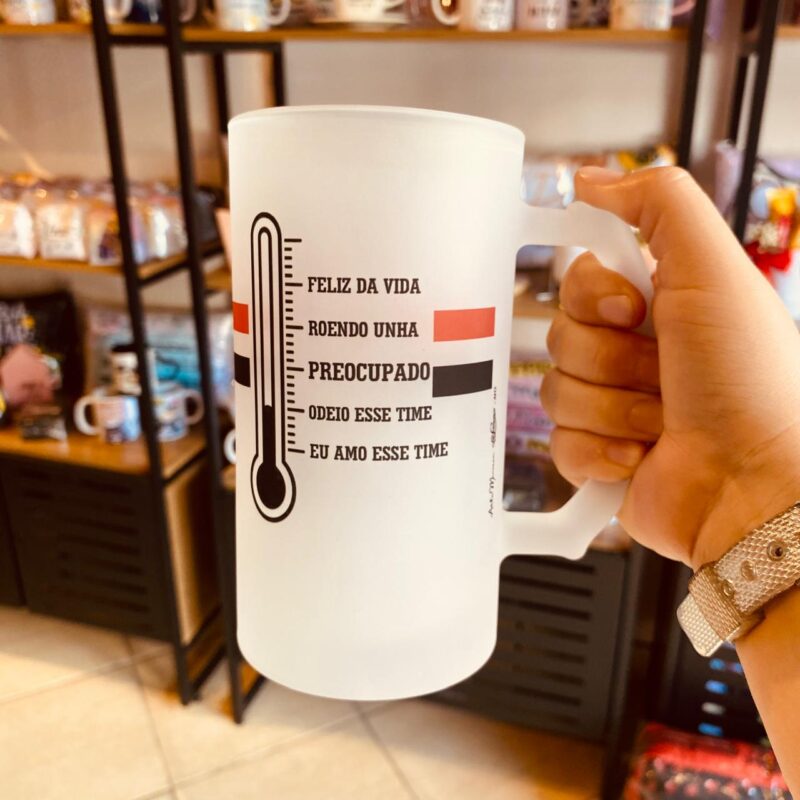 Caneca Chopp Vidro Jateado Futebol (Termômetro)