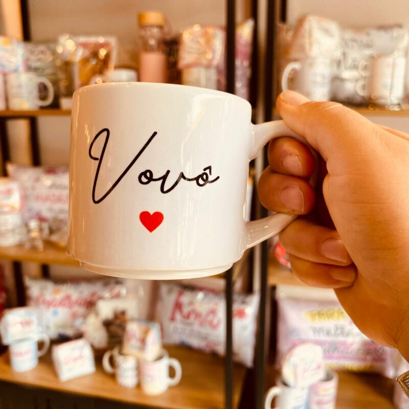 Mini Caneca em Porcelna Vovó e Vovô
