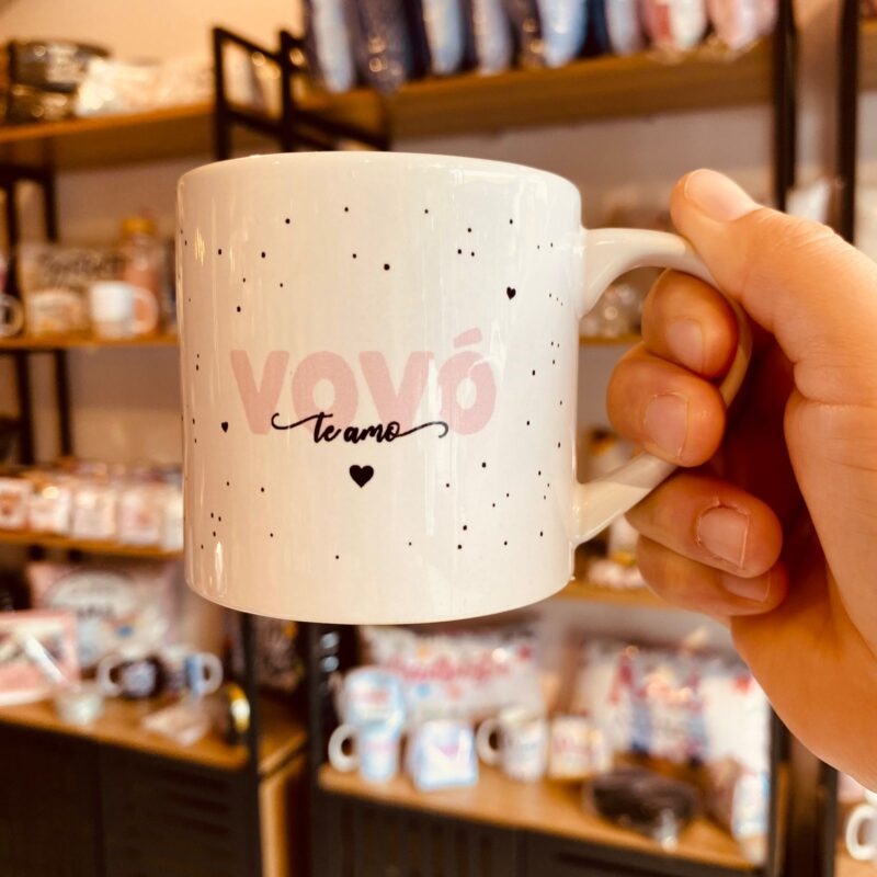 Mini Caneca em Porcelna Vovó e Vovô te amo! (azul e rosa)