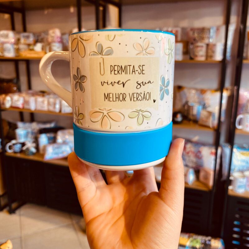Caneca de porcelana Base de Silicone Permita-se viver sua melhor versão