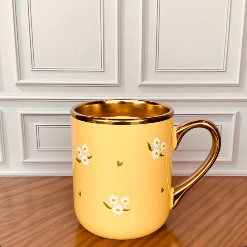 Caneca Porcelana Imperial Bordas Dourada