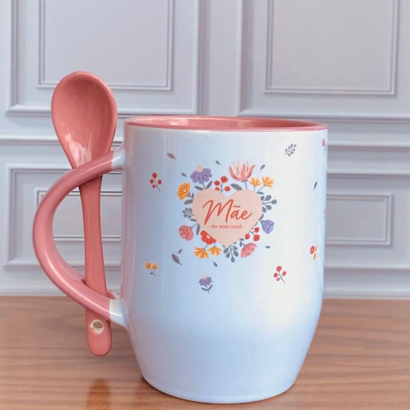 Caneca Mãe eu amo você! (Florescer)