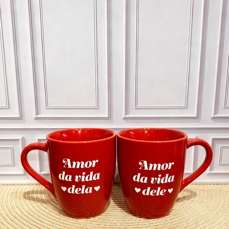 Caneca Porcelana Amor da vida dele/dela