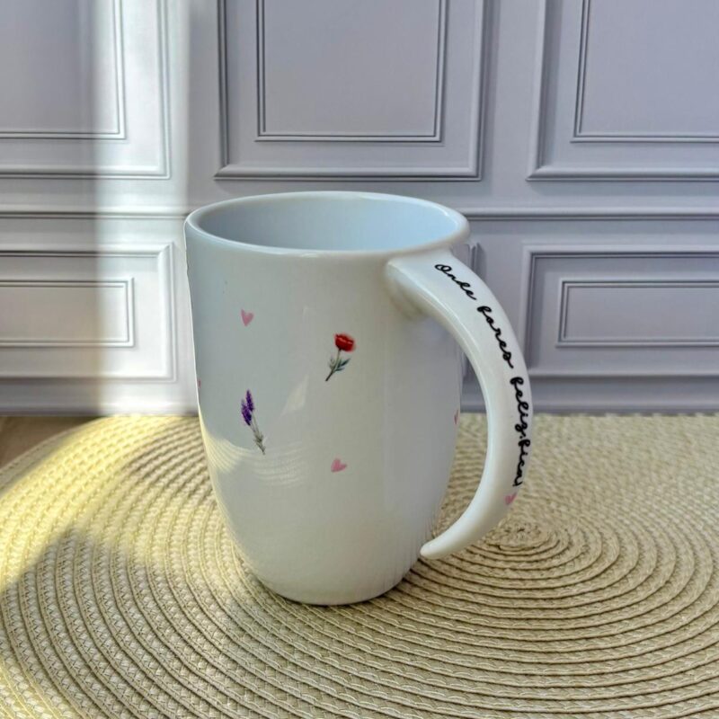 Caneca Porcelana Alça Meia Lua (Florescer)