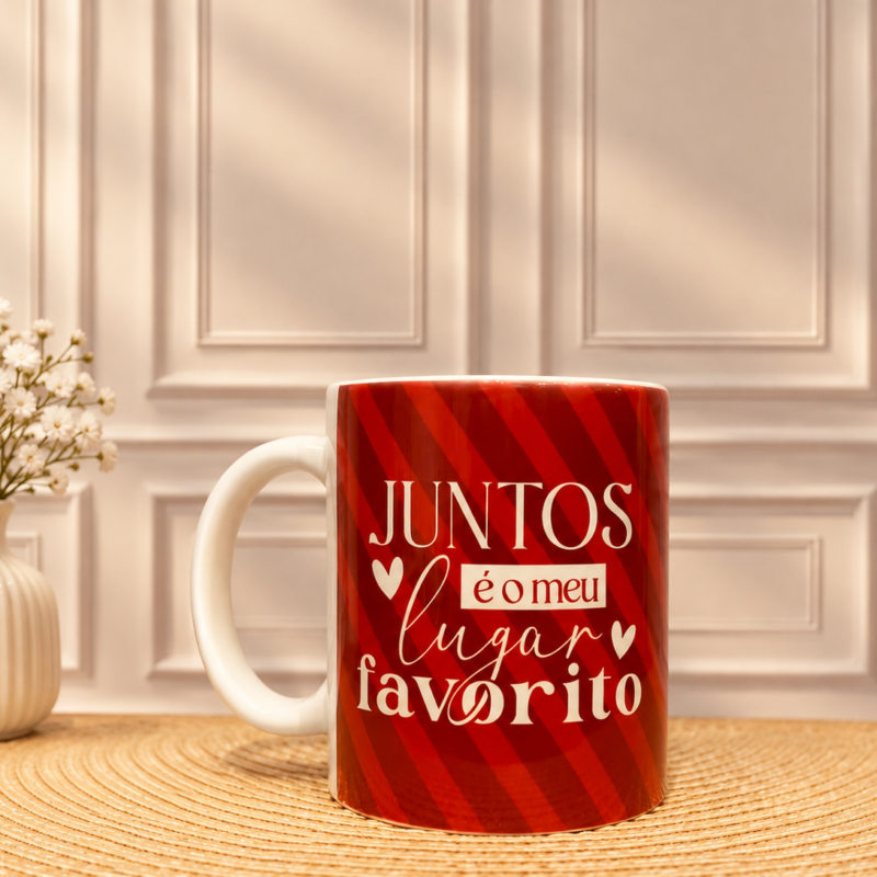 Caneca Porcelana Juntos é o meu lugar favorito