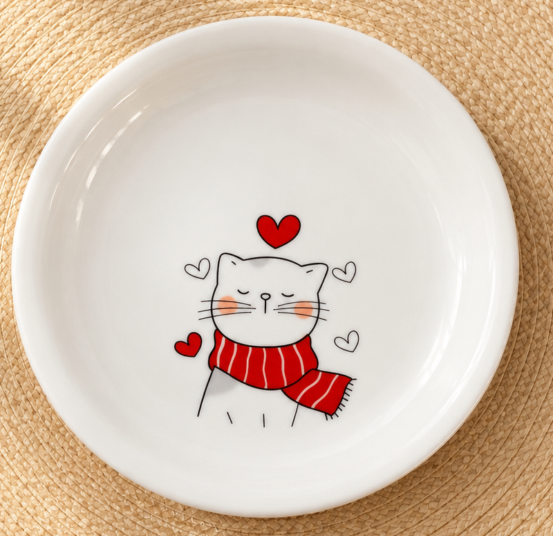 Prato Sobremesa  Porcelana Gatinhos