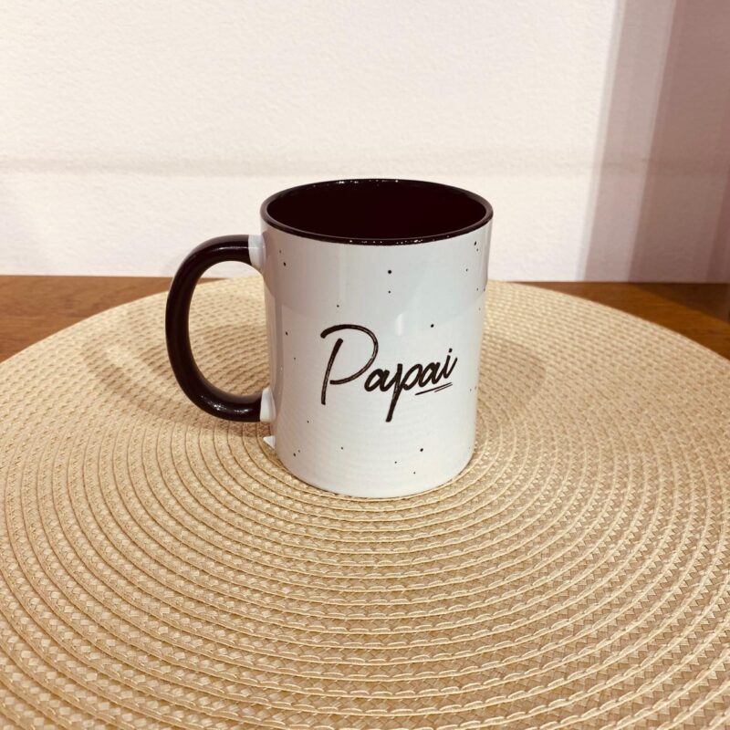 Caneca Porcelana Papai/ onde quer que eu vá levo você comigo!
