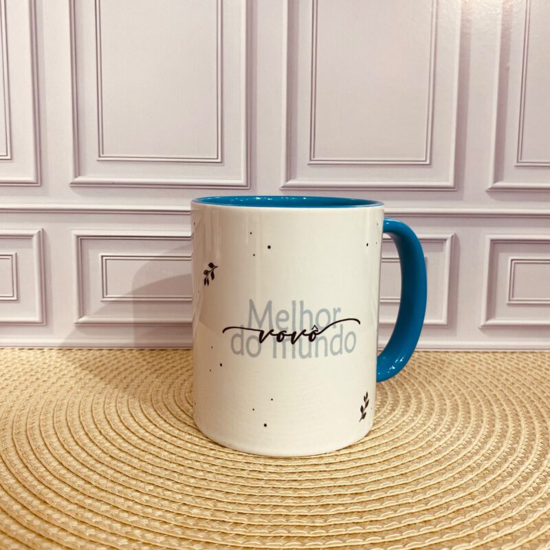 Caneca Porcelana Melhor vovô do mundo / Vovô te amo! (raminhos)