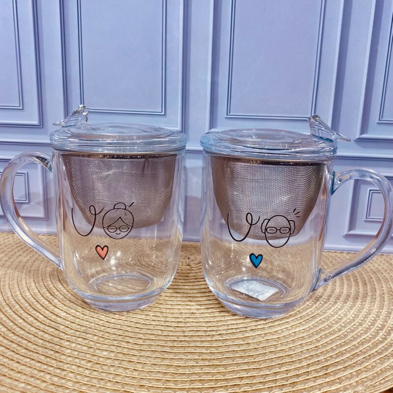 Caneca de Vidro com filtro e tampa (Bird)