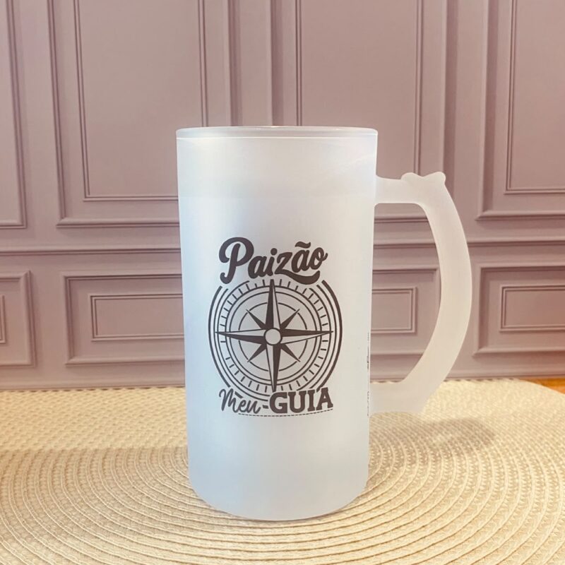 Caneca de Chopp Vidro Jateado Paizão meu guia